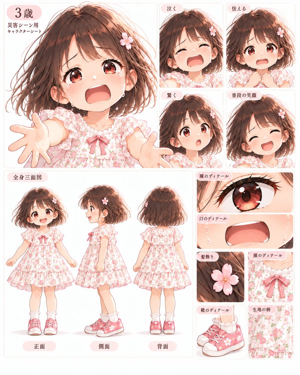 Example generated from “Anime Character Sheet: Crying Girl”