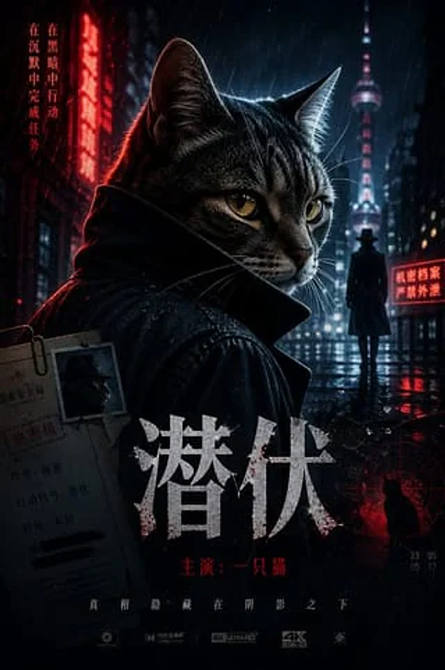 Example generated from “Spy Movie Poster with Cat”