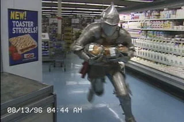 Example generated from “VHS grocery-store chaos still”
