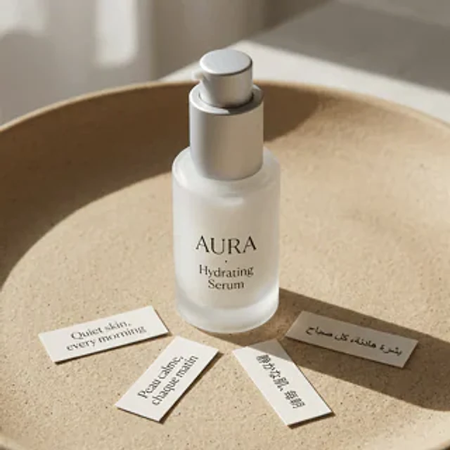 Example generated from “Minimalist Hydrating Serum Product Shot”