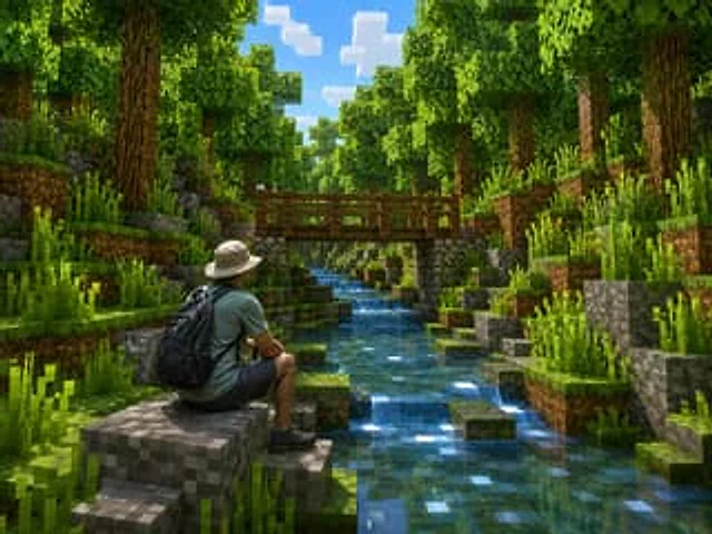 Example generated from “Real Hiker in Minecraft Forest”