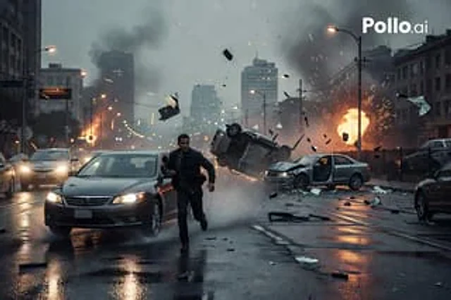 Example generated from “Cinematic City Crash Explosion”