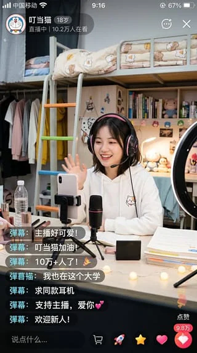 Example generated from “Chinese Dorm Livestream Screenshot”