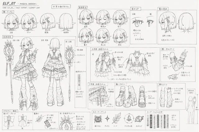 Example generated from “Professional Anime Character Line Art Sheet”