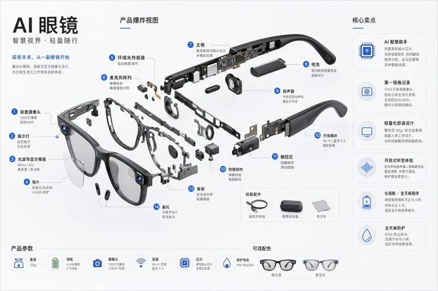 Example generated from “AI 眼镜爆炸视图”