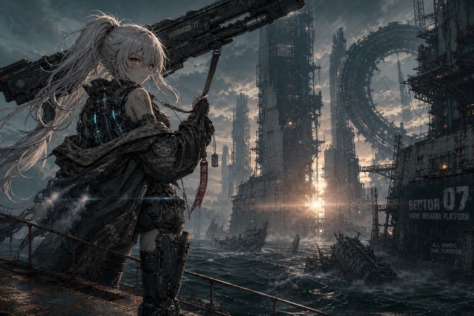 Mecha Girl Over Ruined Sea — ClawLabs AI · MIT
