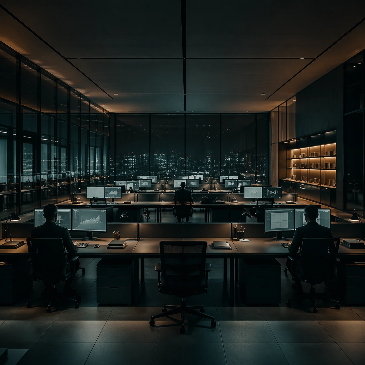 Late-Night Analyst Office Grid — ChaosRealmsAI · MIT