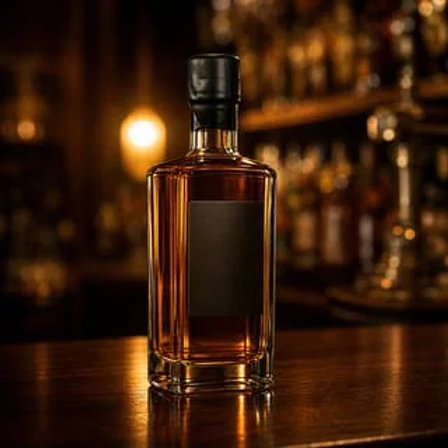 Example generated from “Whisky Bottle on Dark Bar with Bokeh”