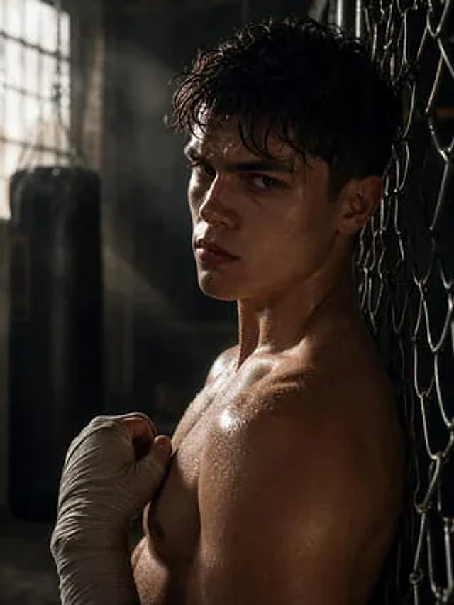 Example generated from “Athlete Portrait — Boxing Gym Sweat Detail”