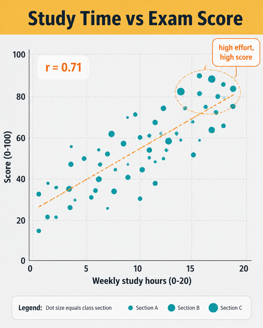 Example generated from “Design illustration · Study Hours Vs Scores Scatter — API Models · CC BY 4.0”