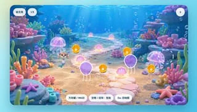 Example generated from “Cute Mermaid Puppy Underwater Game Screen”