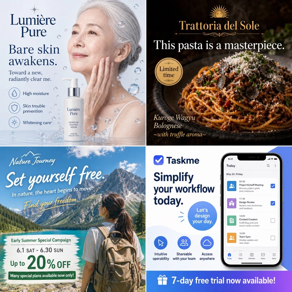 Fictional Four-industry Advertising Layout — ClawLabs AI · MIT
