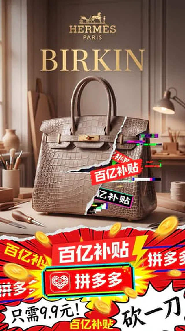 Example generated from “Luxury Bag Meets Discount Chaos Poster”