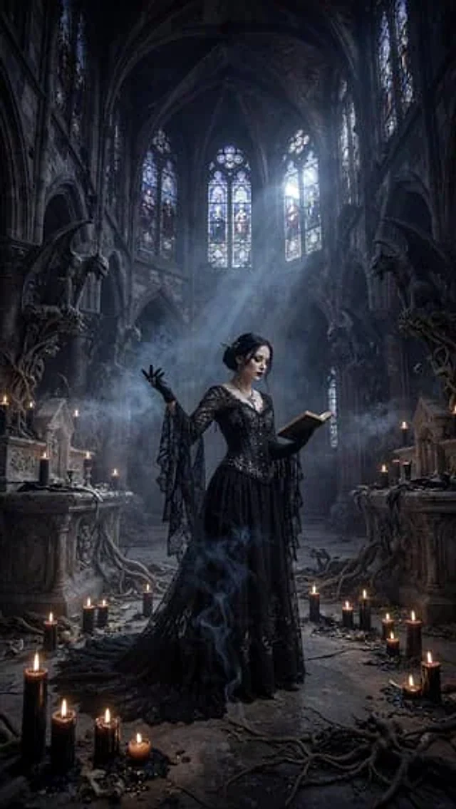 Example generated from “Gothic Sorceress in Ruined Cathedral”