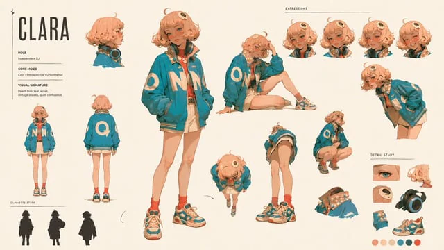 Example generated from “Cinematic Character Identity Board”