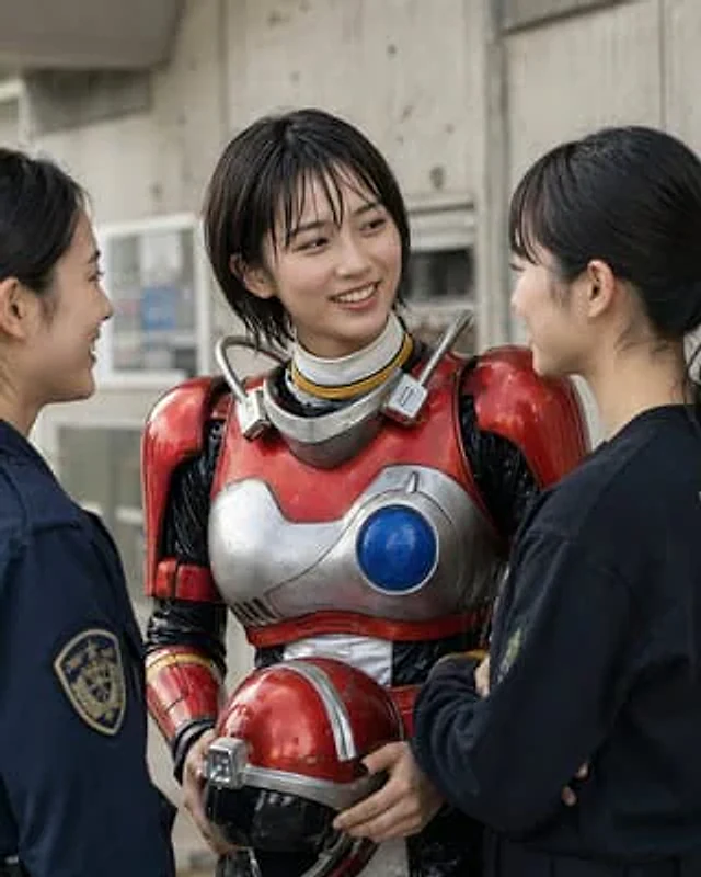 Example generated from “Retro Sci-Fi Heroine With Police”