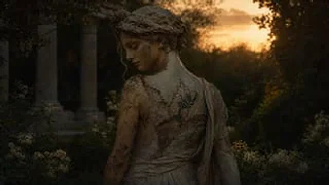Example generated from “Haunting Statue Woman at Sunset”