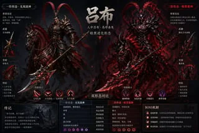Example generated from “Lu Bu Game Boss Dual Form Design”