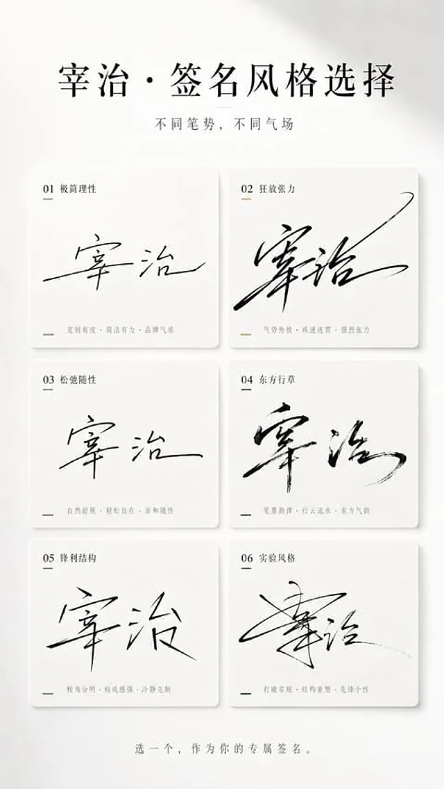 Example generated from “多风格签名选择海报”