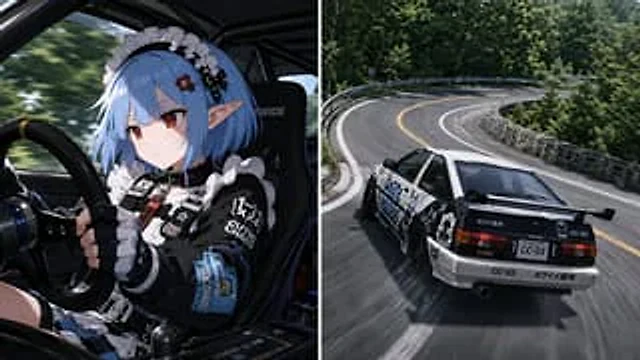 Example generated from “Split Screen Racing Game Driver View”
