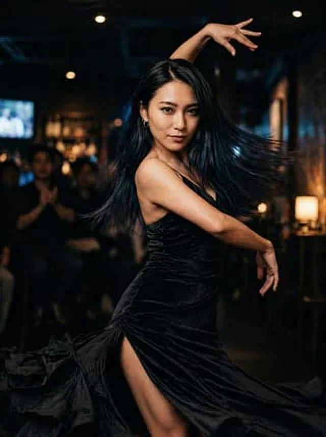 Example generated from “Woman Dancing in Black Dress”