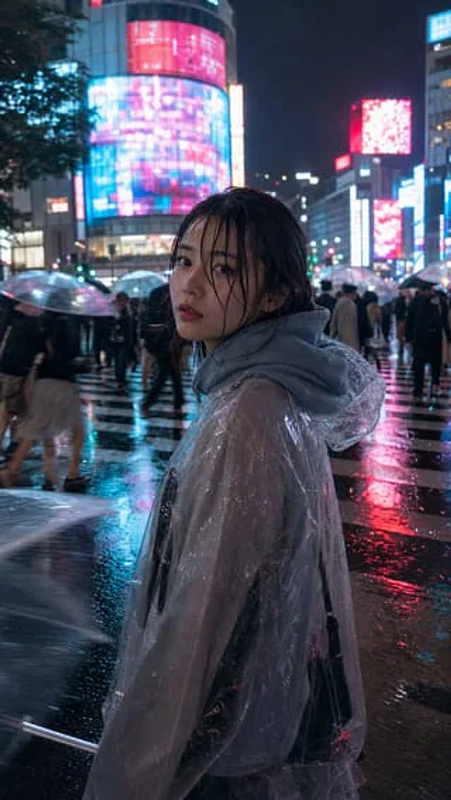 Example generated from “Street Portrait — Tokyo Shibuya Rain Night”