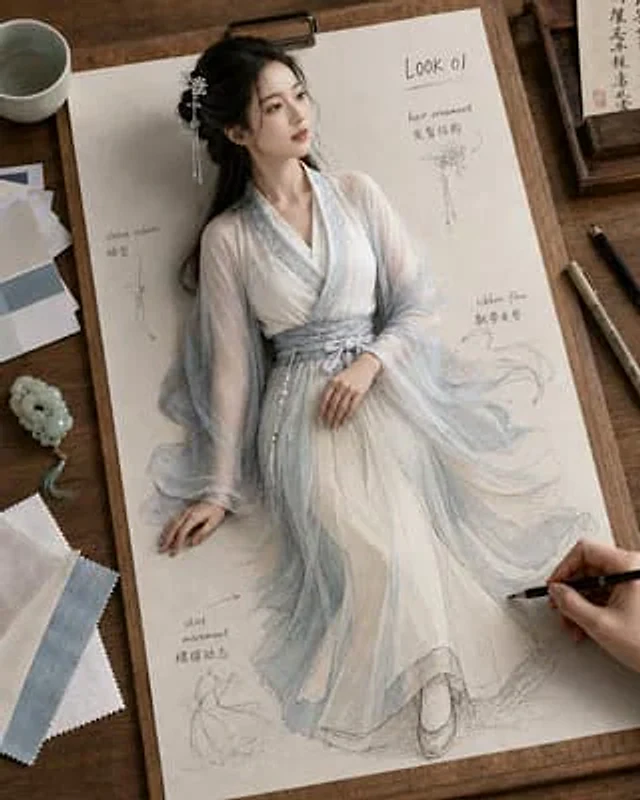 Example generated from “Living Hanfu Fashion Sketch”