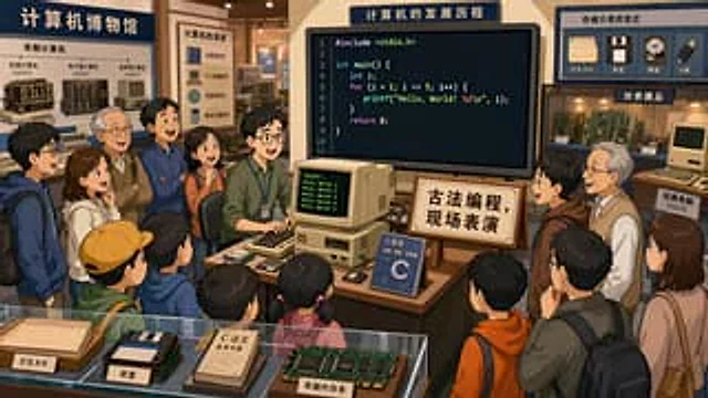Example generated from “Retro Programming Museum Cartoon”