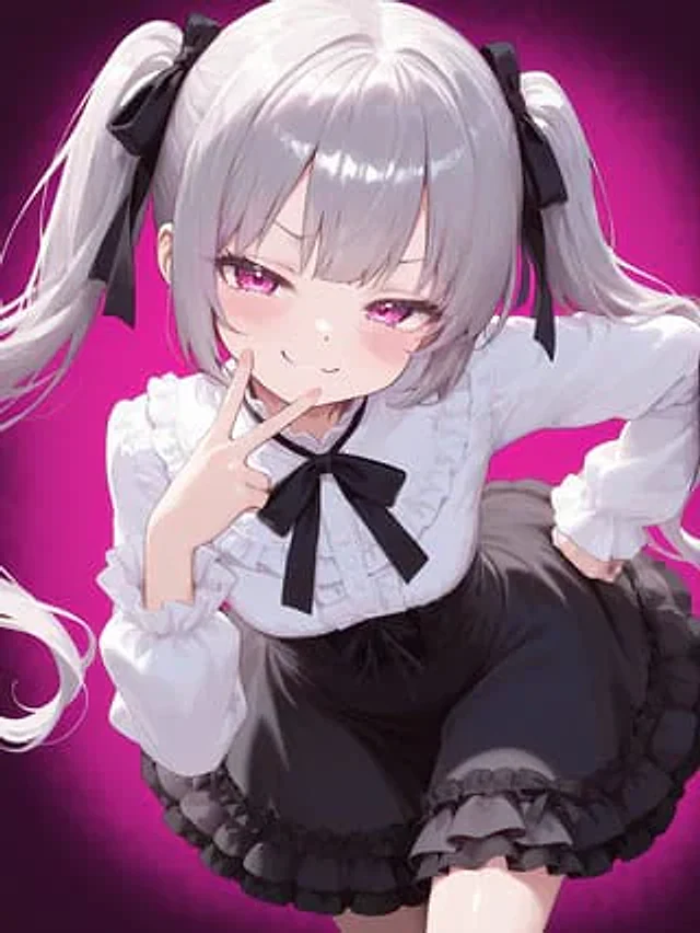 Example generated from “Anime Girl Smug Peace Sign Portrait”