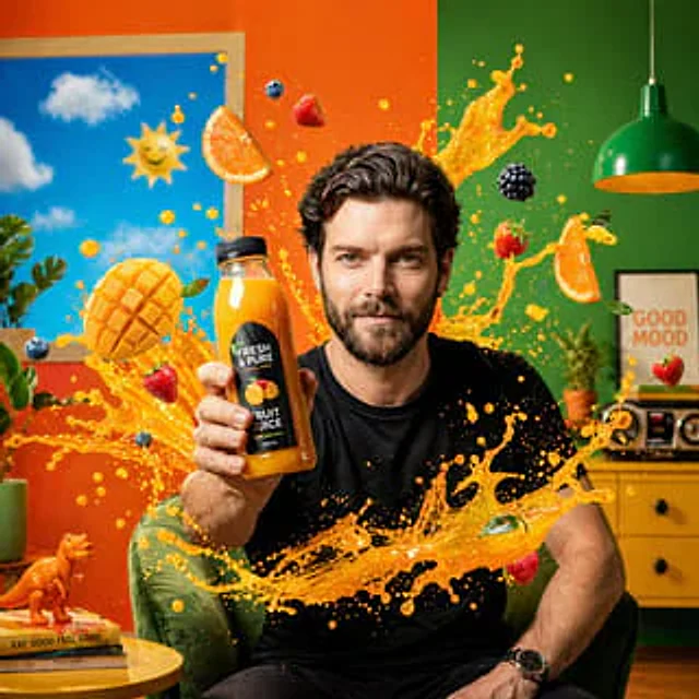 Example generated from “Energetic Juice Advertisement Scene”