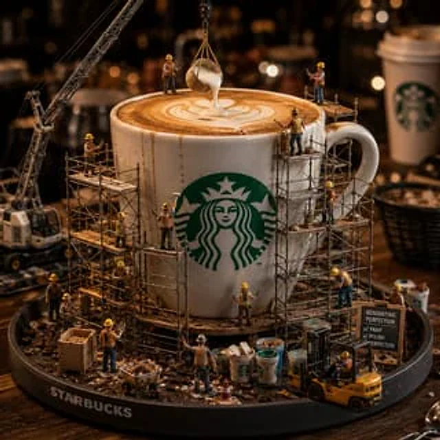 Example generated from “Miniature Starbucks Renovation Scene”