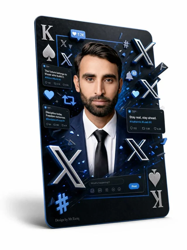Example generated from “3D X Social Media Playing Card Poster”