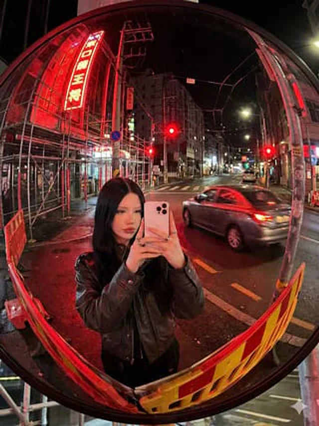 Example generated from “Convex Mirror Neon Street Selfie”