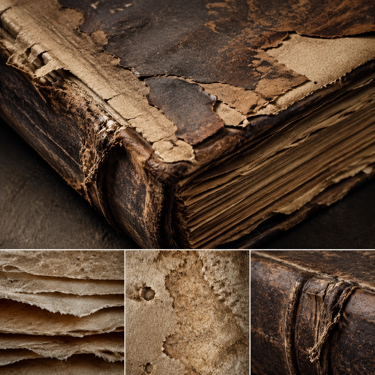 Aged Book Material Study — ChaosRealmsAI · MIT