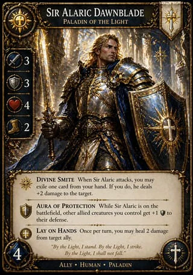 Example generated from “Fantasy Paladin Trading Card”