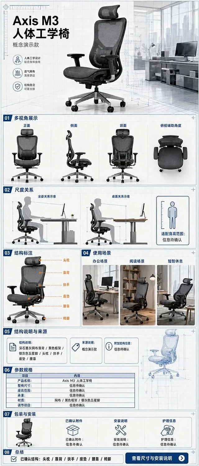 Example generated from “Infographic / Edu Visual - Ergonomic Office Chair E-commerce Mobile Detail Page”