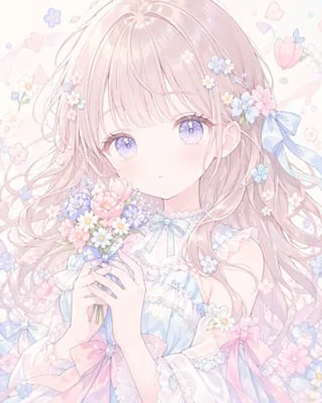 Example generated from “Pastel Faceless Anime Floral Portrait”