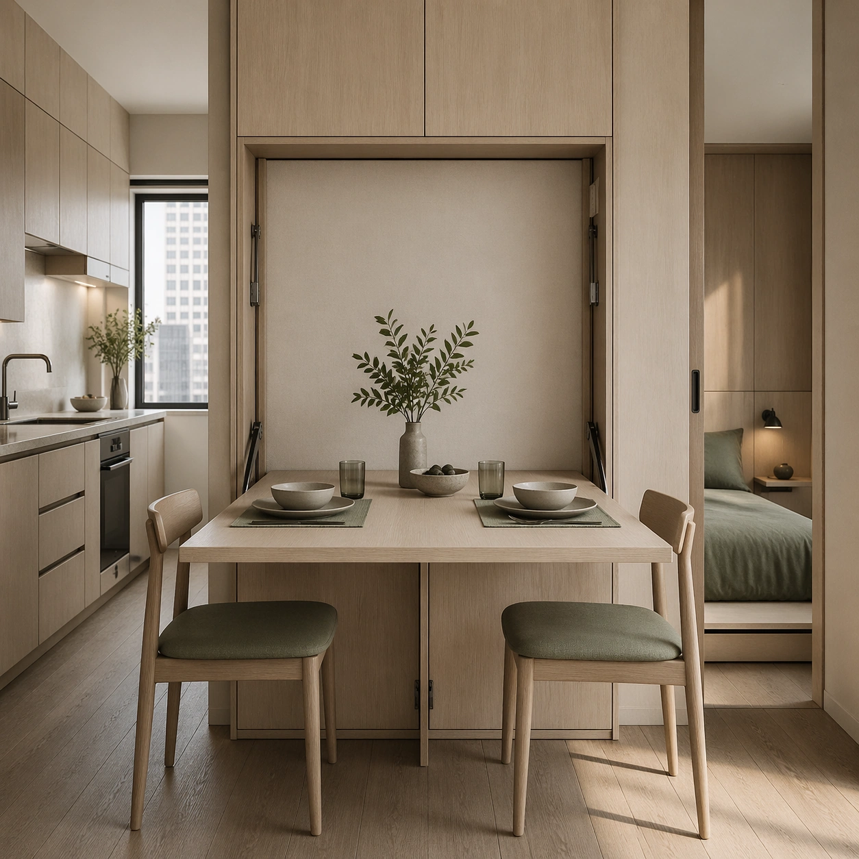 Compact Apartment Foldout Dining Scene — ChaosRealmsAI · MIT