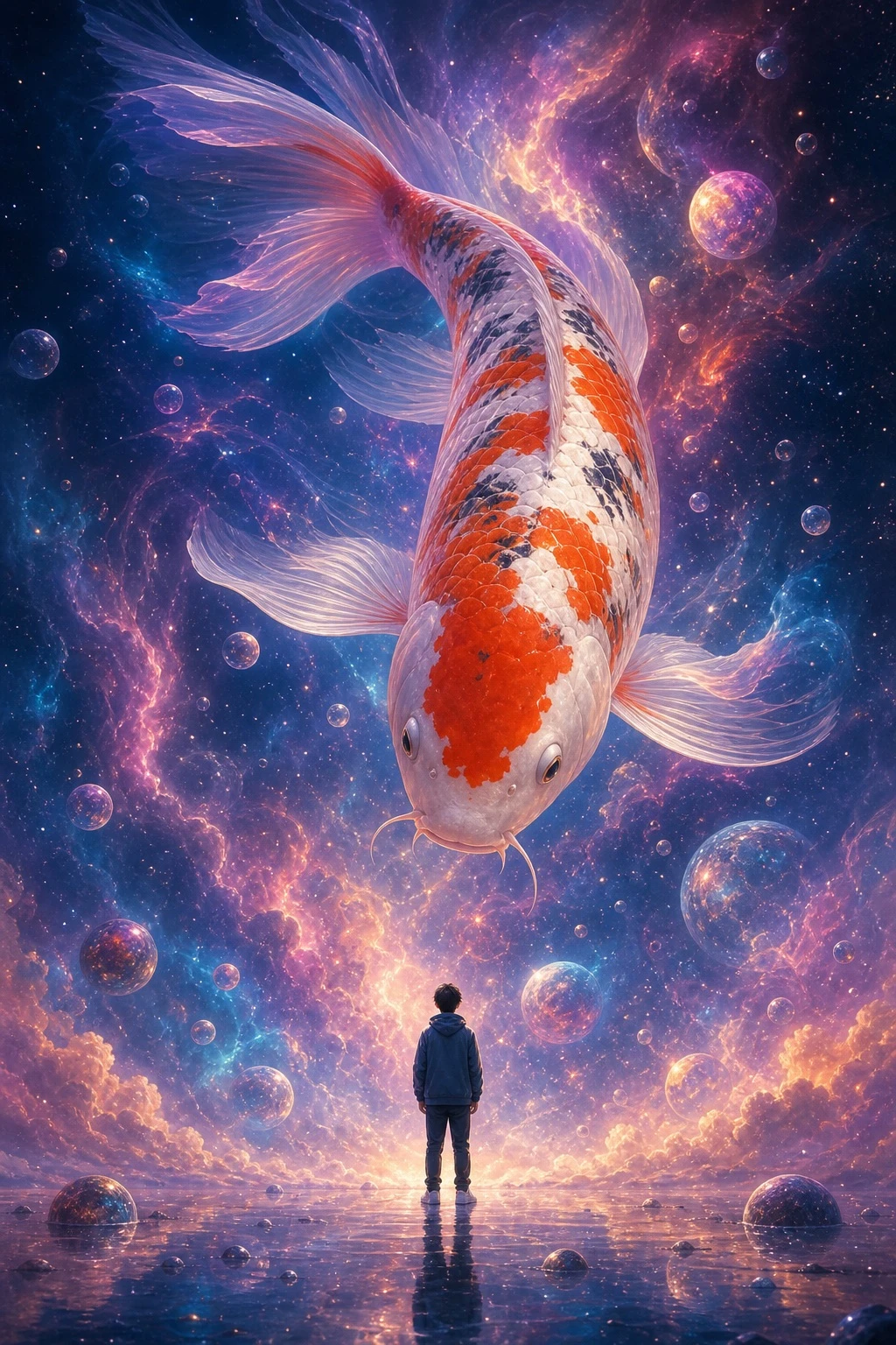 Nebula Koi and Tiny Figure — ClawLabs AI · MIT