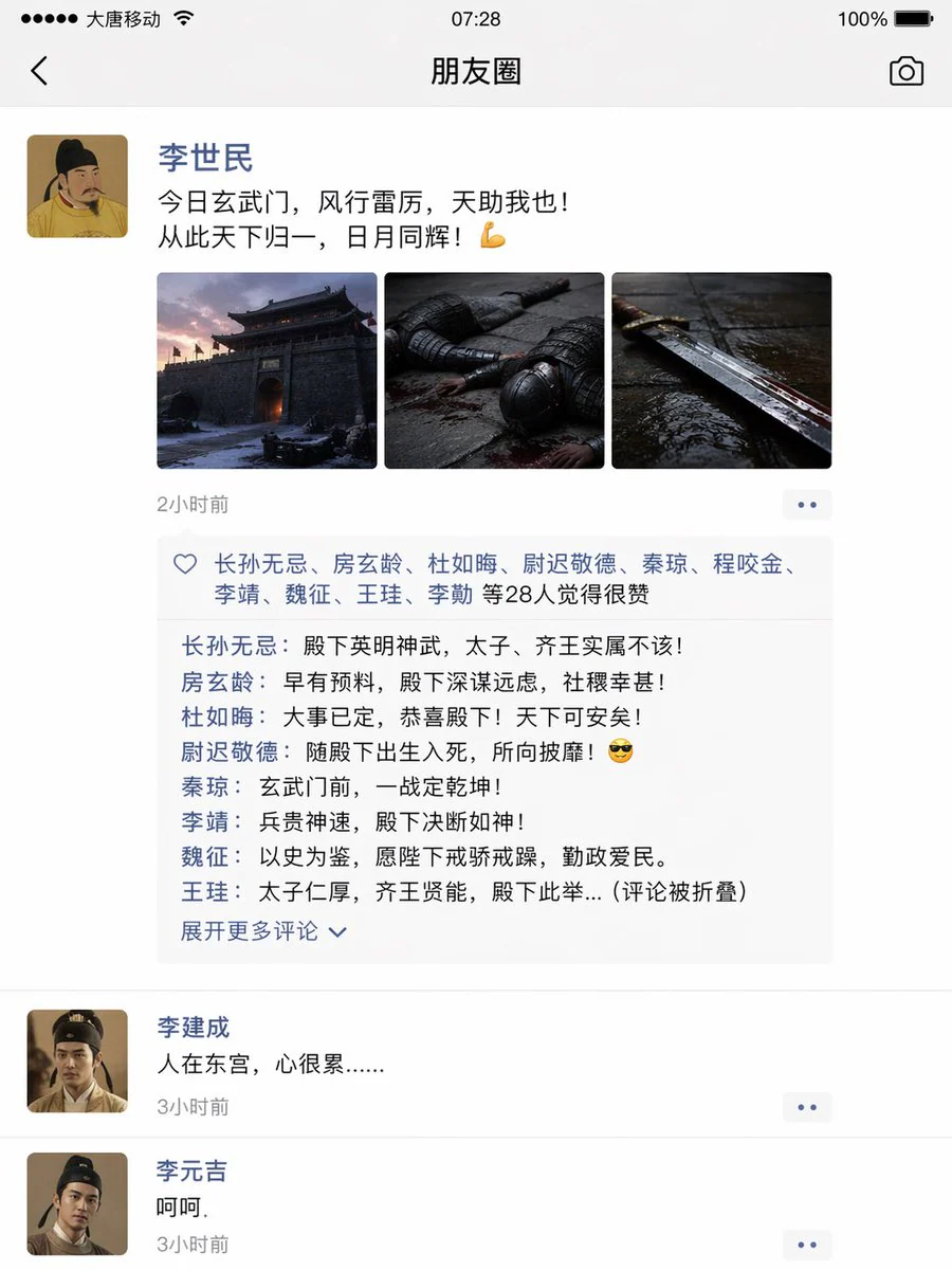 Example generated from “大唐玄武门之变的朋友圈”