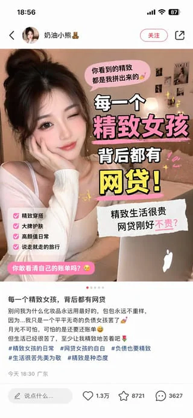 Example generated from “精致女孩背后的网贷真相”