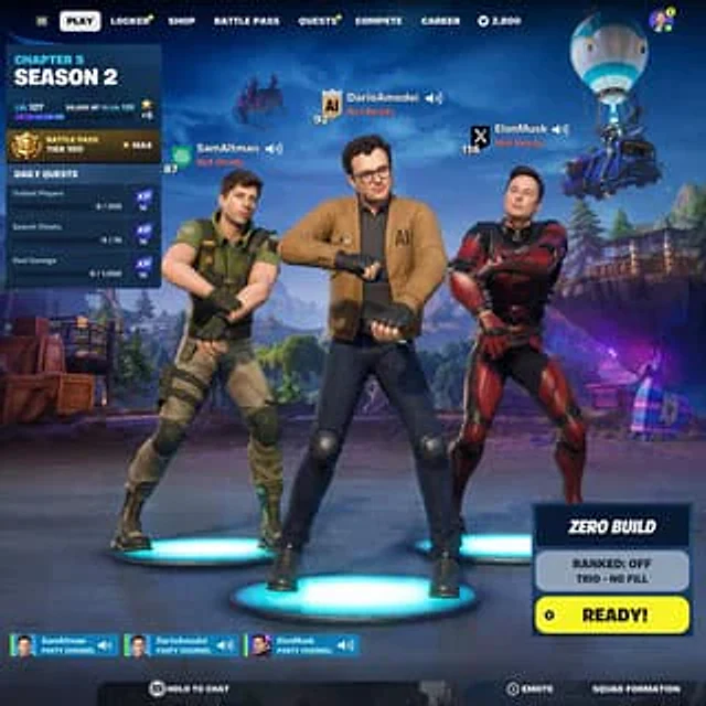 Example generated from “Tech CEO Battle Royale Lobby”