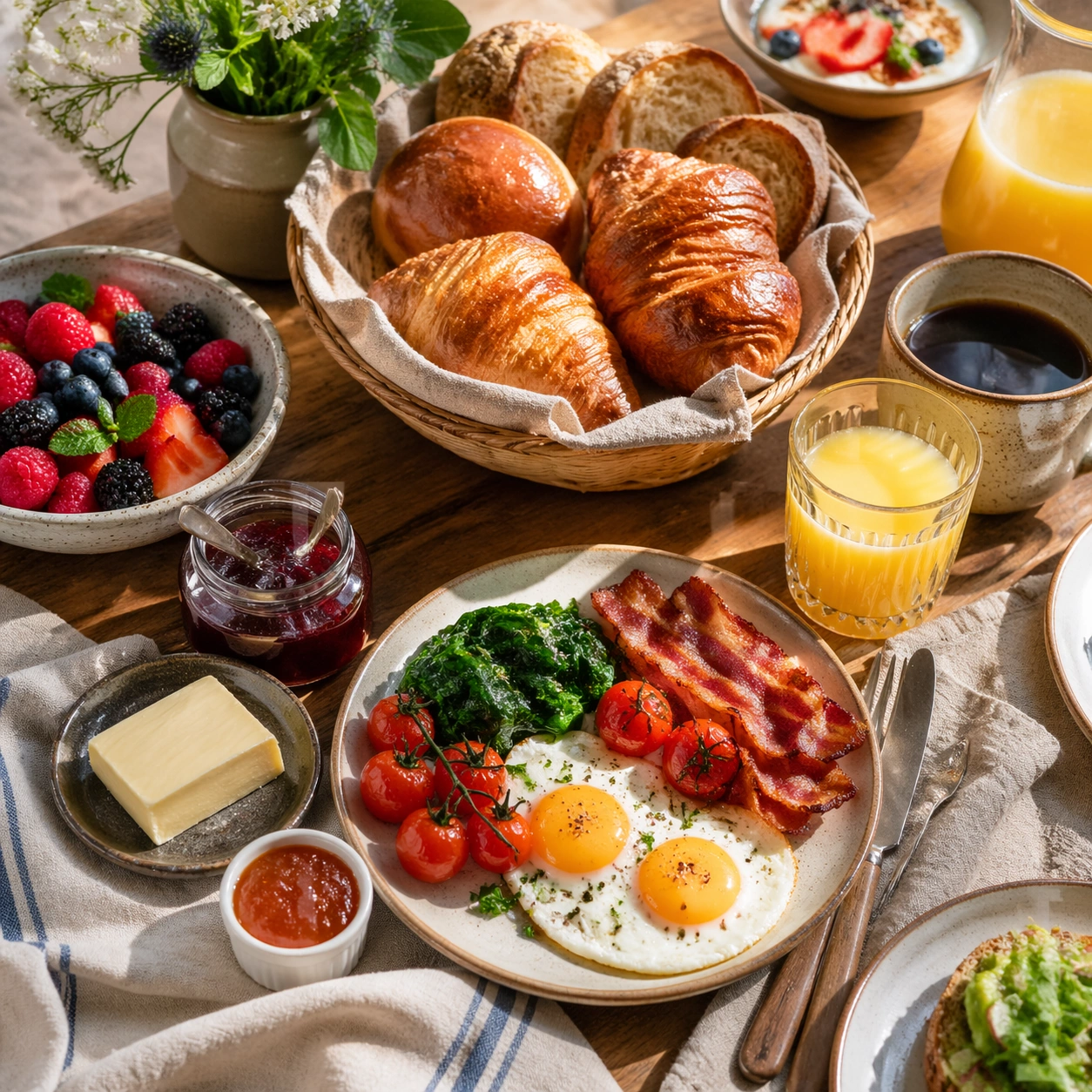 Daylit Pastry Basket Brunch Table — ChaosRealmsAI · MIT