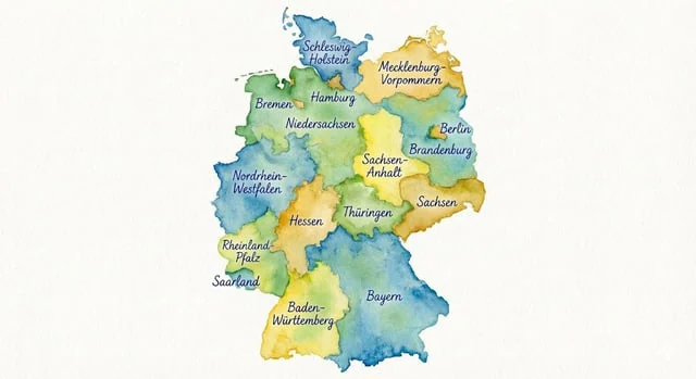 Example generated from “Watercolor map of Germany with labeled states”