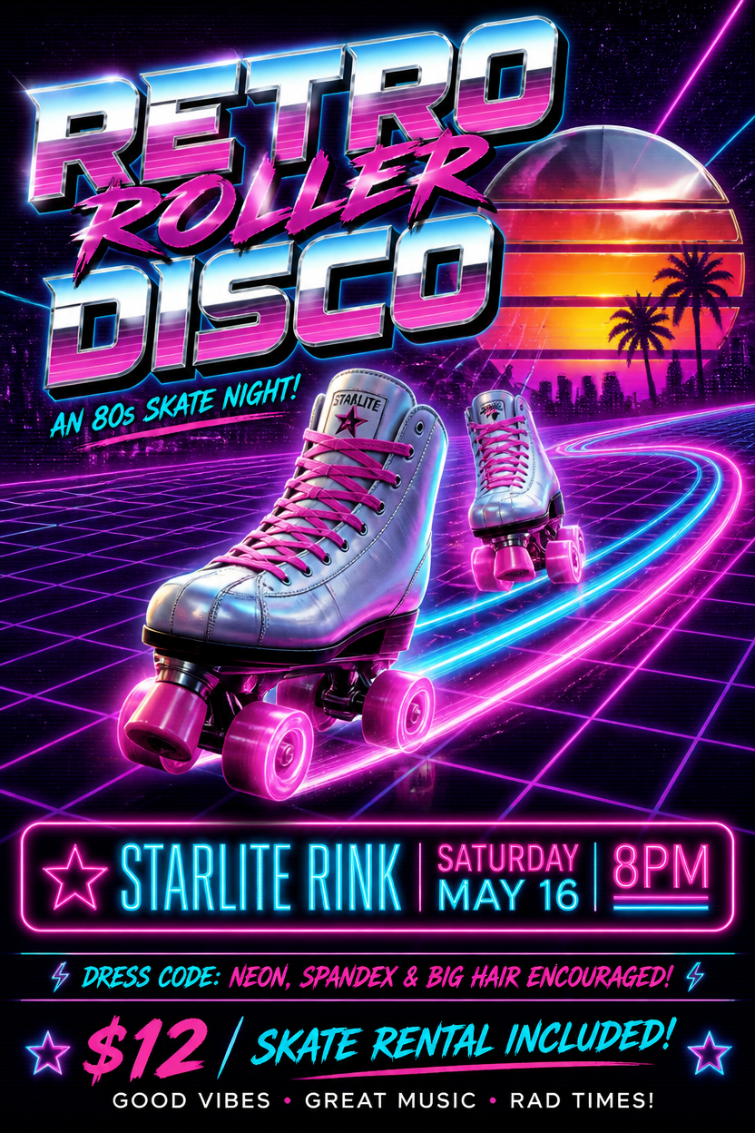 Example generated from “Design illustration · Retro Roller Disco — API Models · CC BY 4.0”