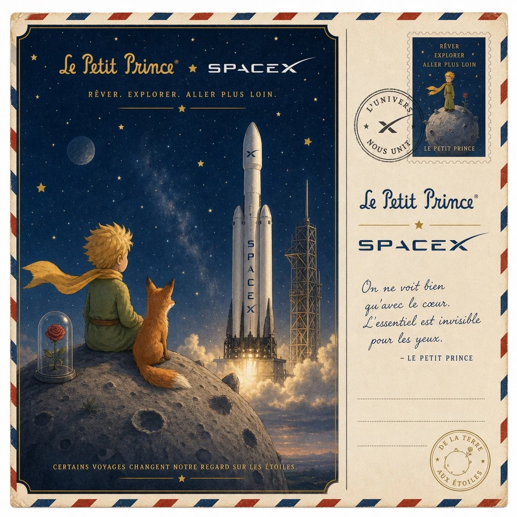 Fictional Storybook and Space Company Postcard Concept — ClawLabs AI · MIT