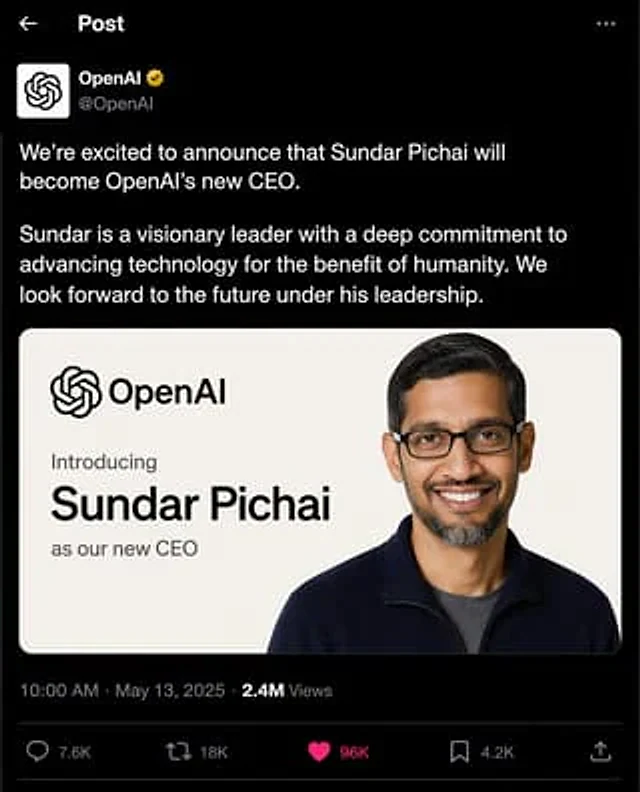 Example generated from “OpenAI CEO Announcement Mockup”