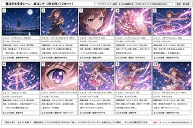 Example generated from “Magical Girl Transformation Storyboard”