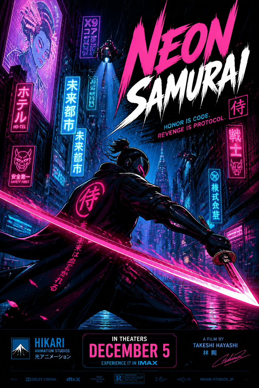Example generated from “Design illustration · Neon Samurai Anime — API Models · CC BY 4.0”
