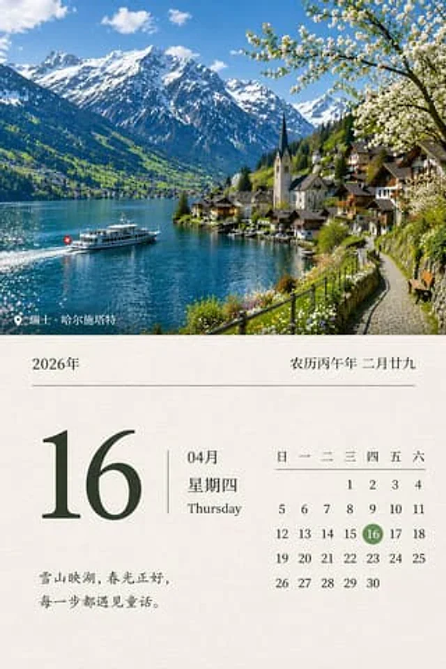 Example generated from “Scenic Landscape Calendar”